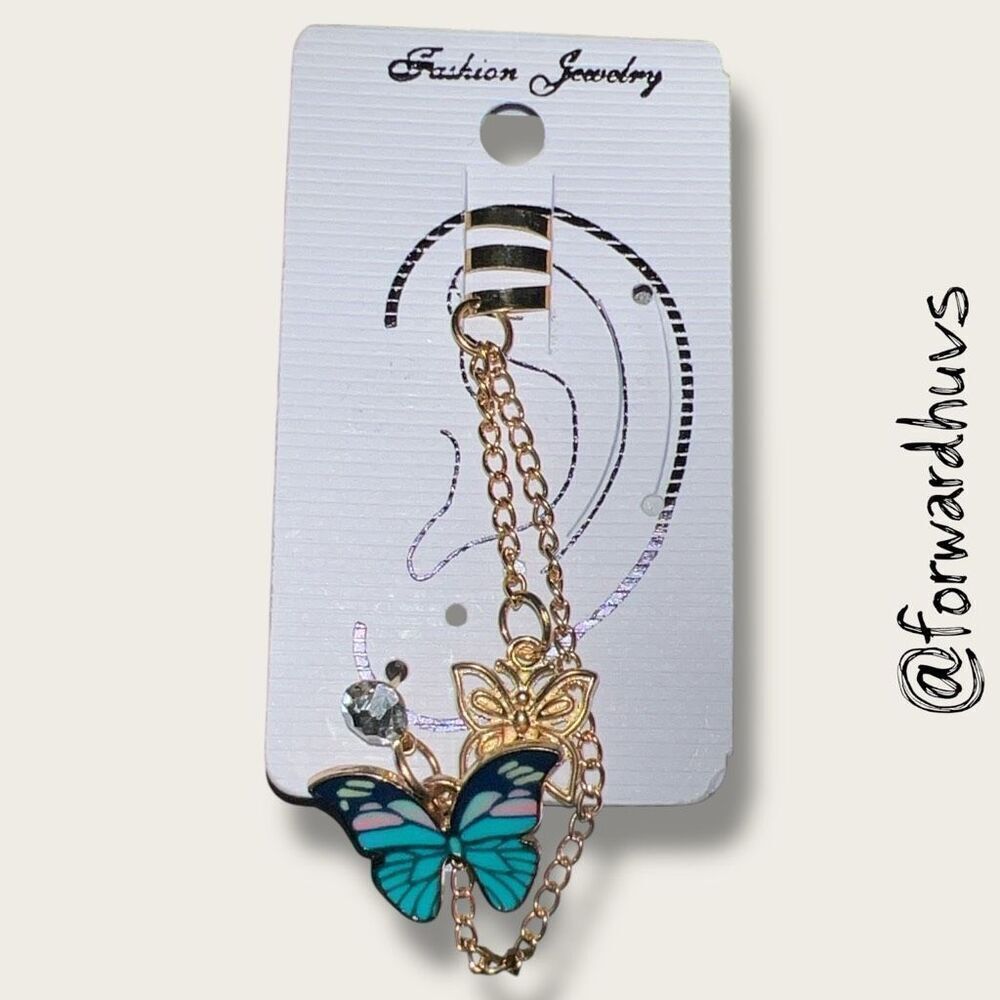 Bundle Sale 3 for $15 | Gold Tone Ear Cuff with Butterfly Charms and Chain